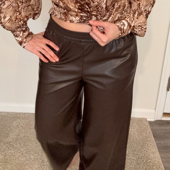 Brown Wide Coated Pants - H&M - Picture 2 of 6